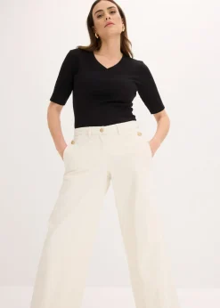 Pantalón de pernera ancha con elástico