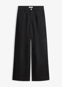 Pantalón de pernera ancha con cinturilla cómoda y pinzas