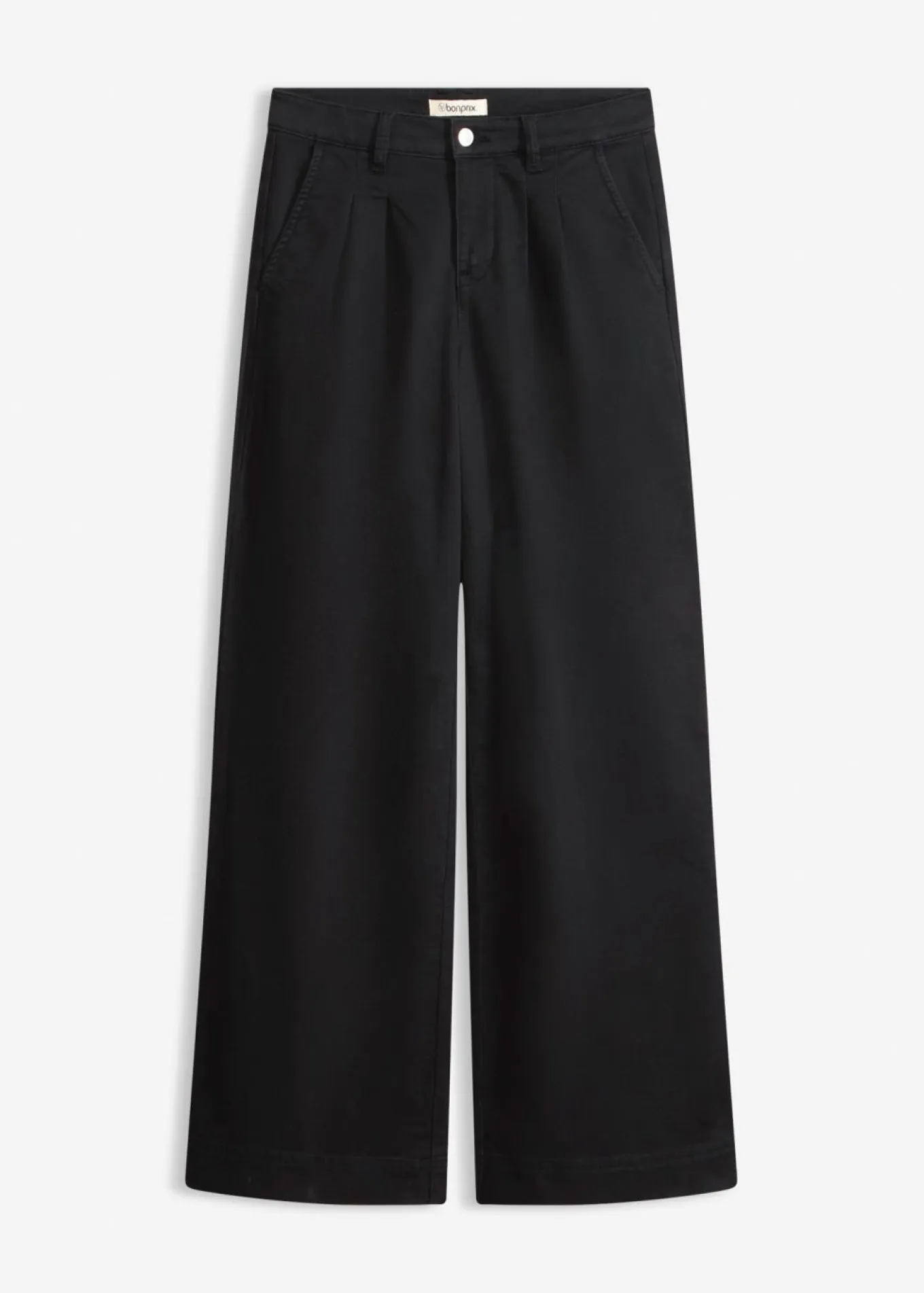 Pantalón de pernera ancha con cinturilla cómoda y pinzas