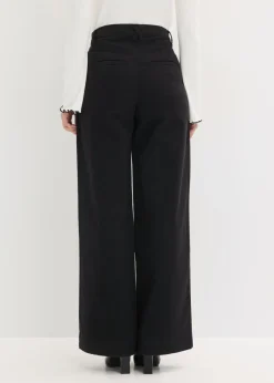 Pantalón de pernera ancha con cinturilla cómoda y pinzas