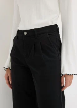 Pantalón de pernera ancha con cinturilla cómoda y pinzas