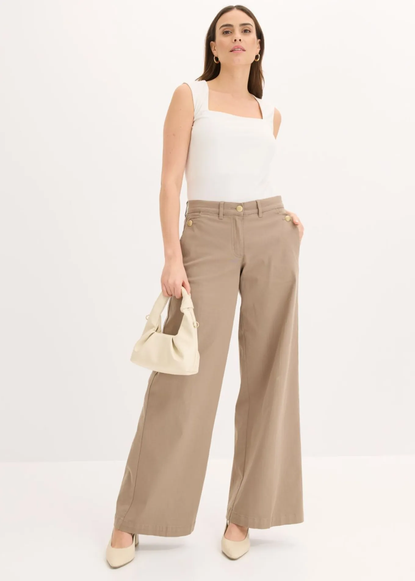 Pantalón de pernera ancha con elástico