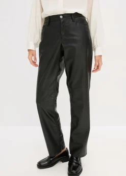 Pantalón de piel sintética con cintura cómoda