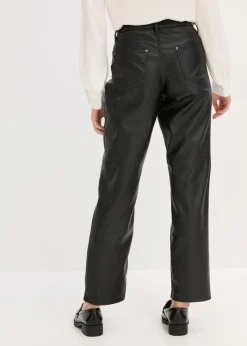Pantalón de piel sintética con cintura cómoda