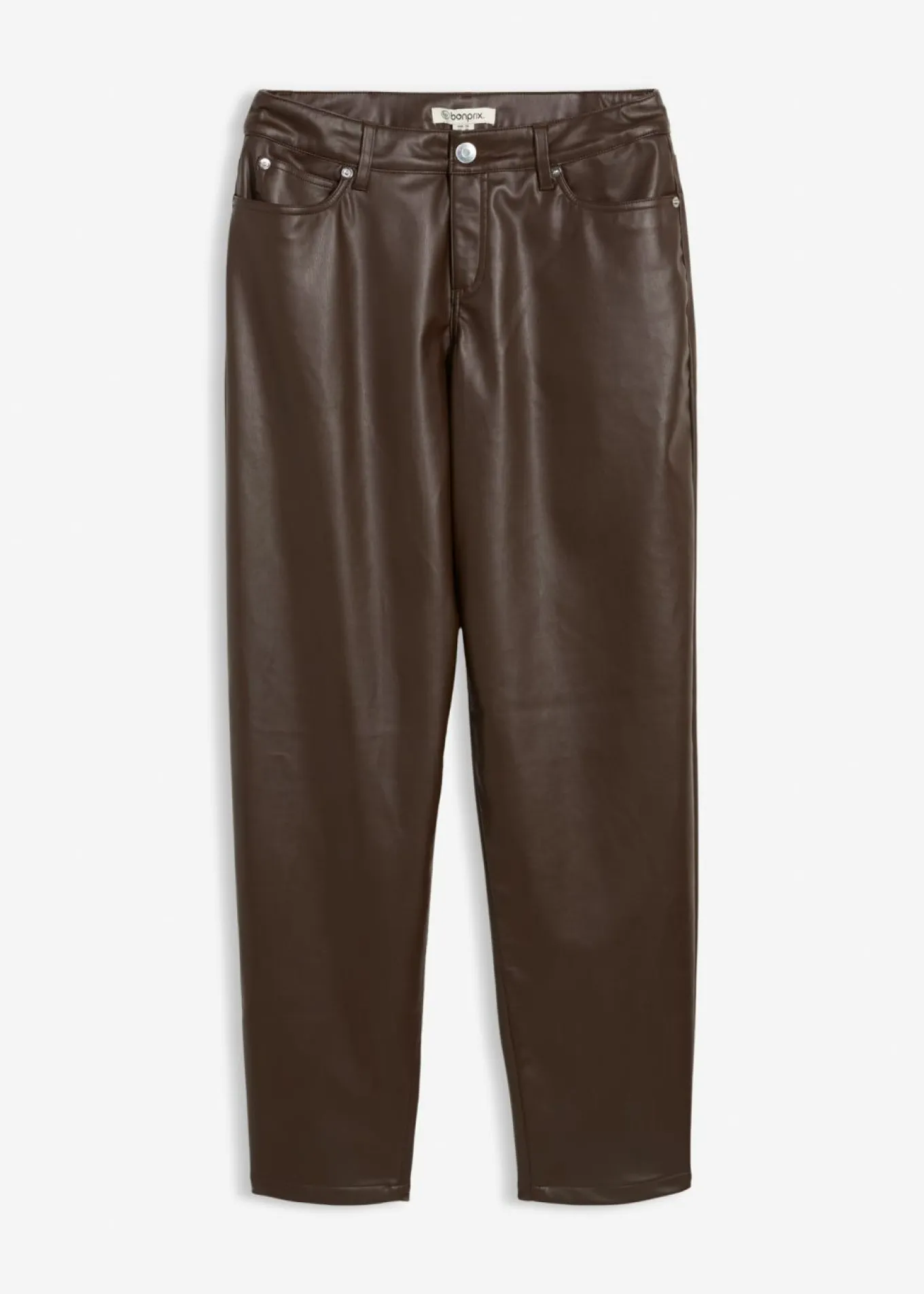 Pantalón de piel sintético con corte barrel y talle medio