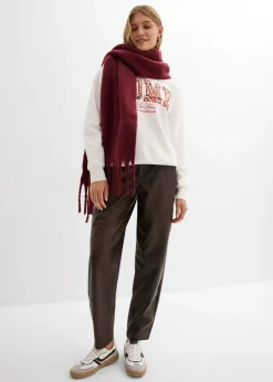 Pantalón de piel sintético con corte barrel y talle medio