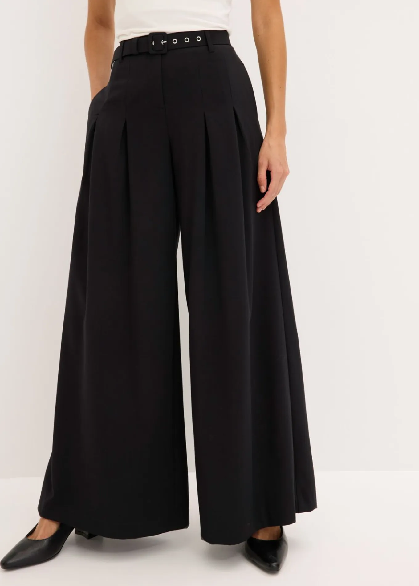 Pantalón de pinzas con cinturón (2 piezas)