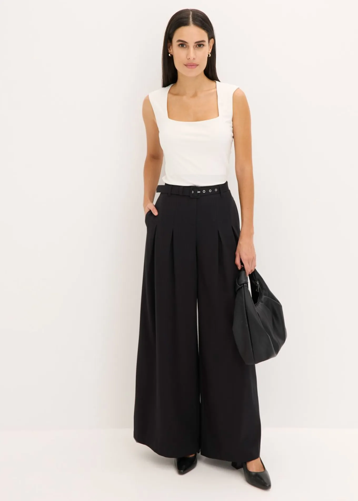 Pantalón de pinzas con cinturón (2 piezas)