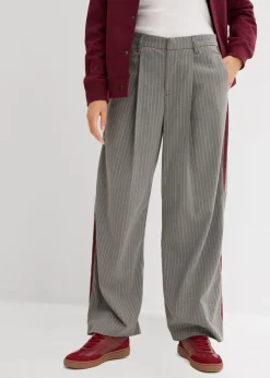 Pantalón de pinzas con rayas de contraste