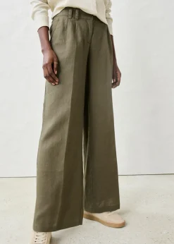 Pantalón de pinzas de lino puro