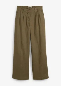 Pantalón de pinzas de lino puro