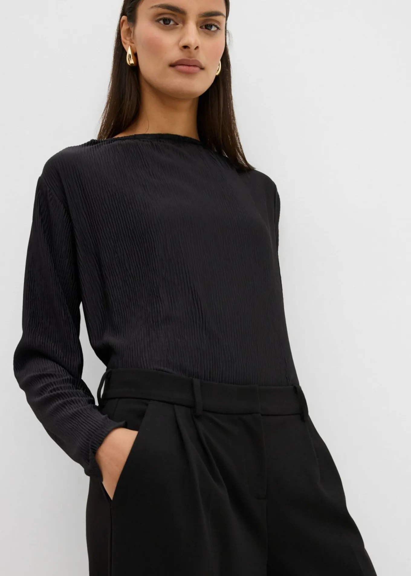 Pantalón de pinzas de mezcla de viscosa