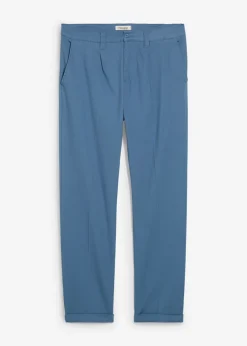 Pantalón de pinzas de sarga de algodón con corte regular y recto
