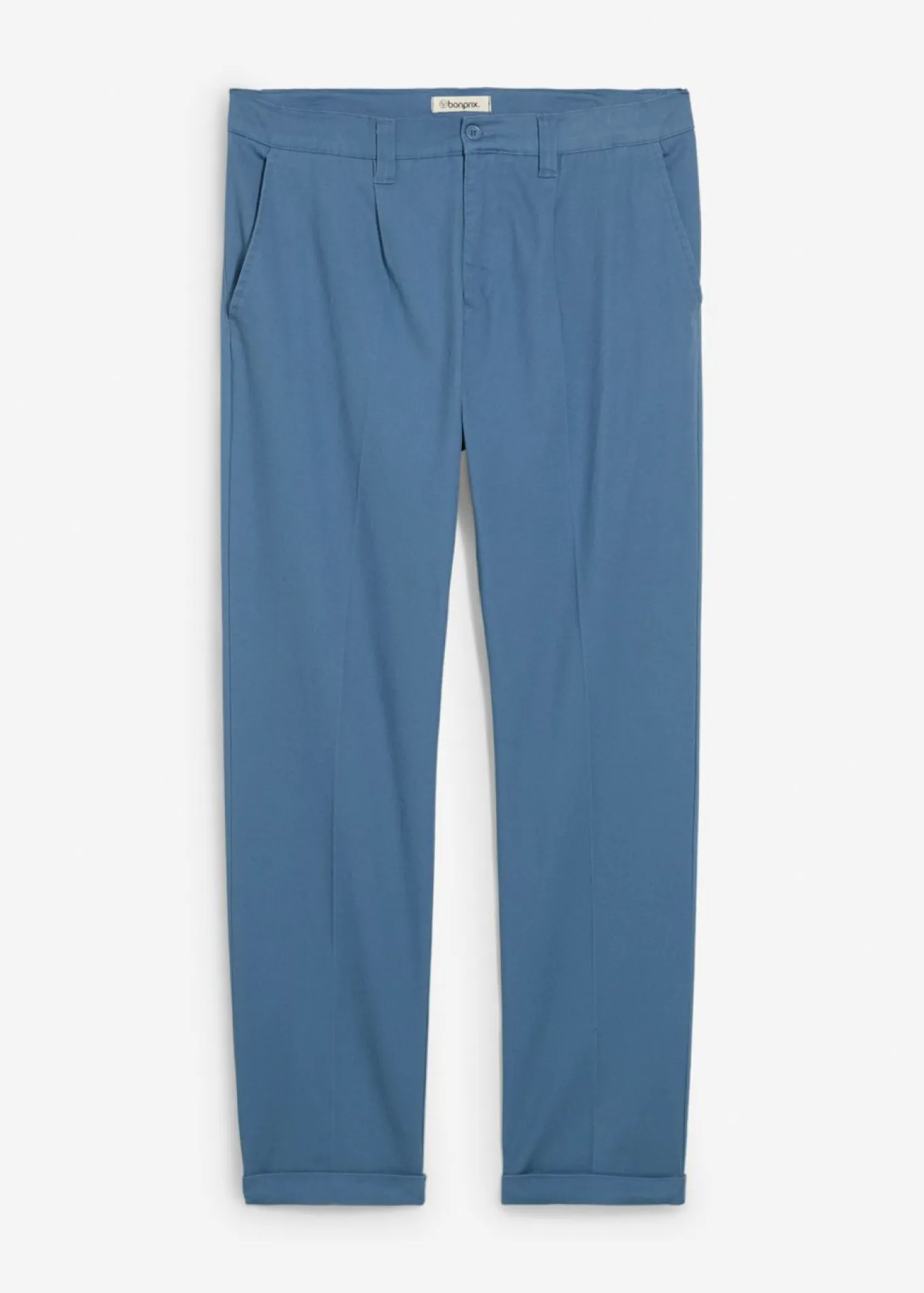 Pantalón de pinzas de sarga de algodón con corte regular y recto