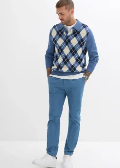 Pantalón de pinzas de sarga de algodón con corte regular y recto