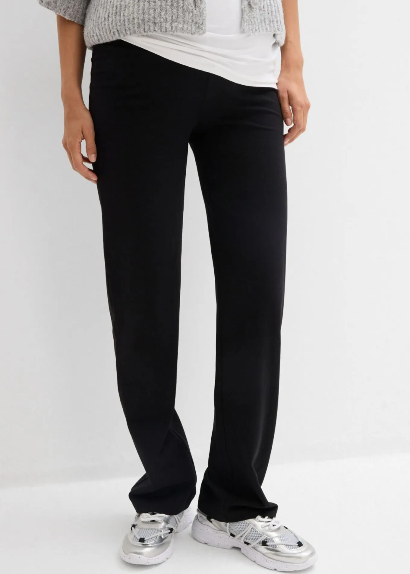 Pantalón de punto 2 en 1 con cinturilla doblada para durante y después del embarazo