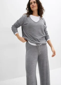 Pantalón de punto con aspecto de punto