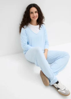 Pantalón de punto con aspecto de punto