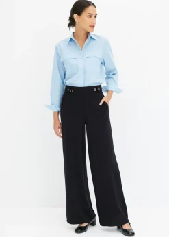 Pantalón de punto con cierre decorativo
