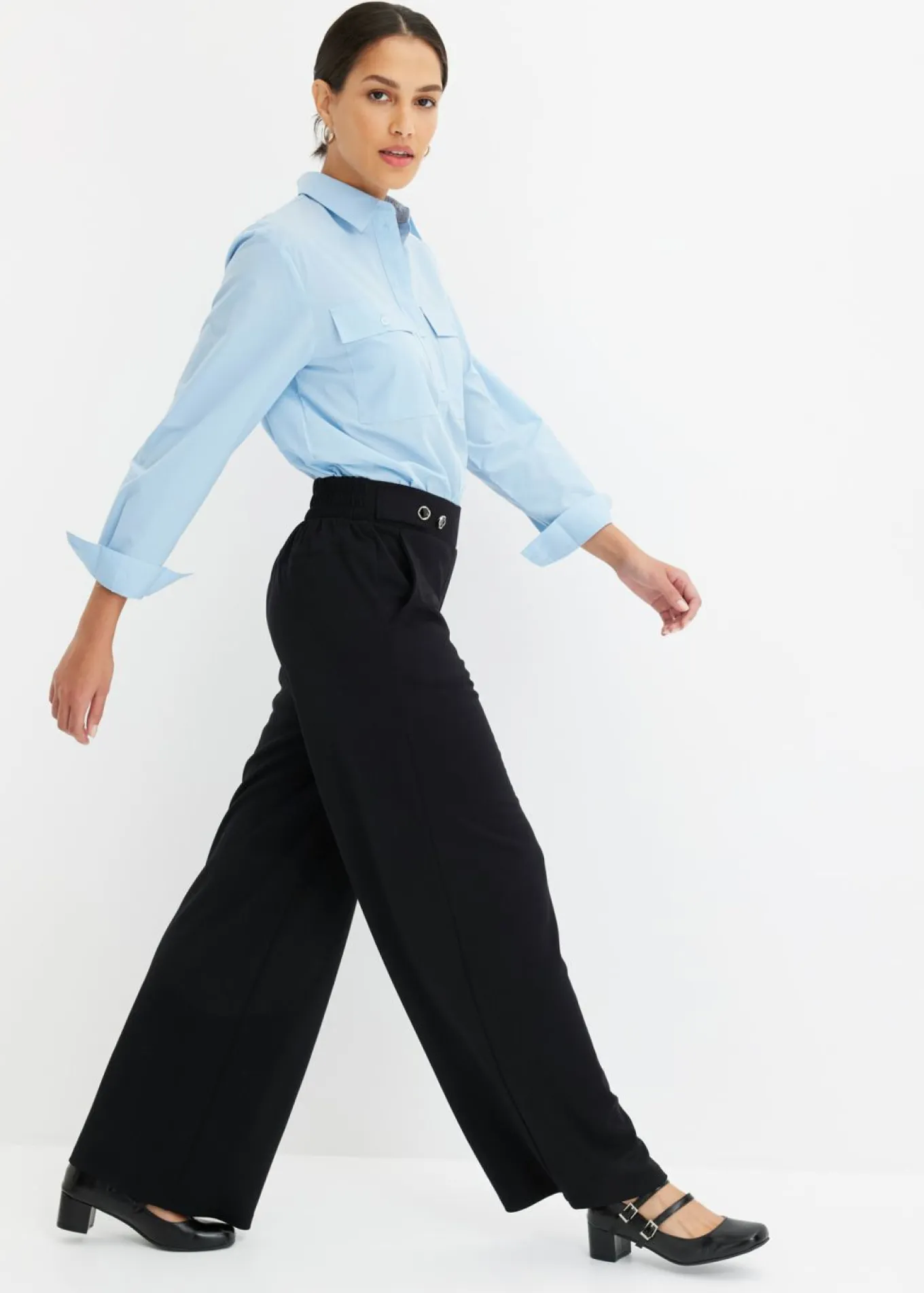 Pantalón de punto con cierre decorativo