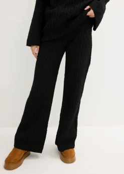 Pantalón de punto con patrón trenzado
