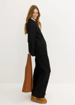 Pantalón de punto con patrón trenzado
