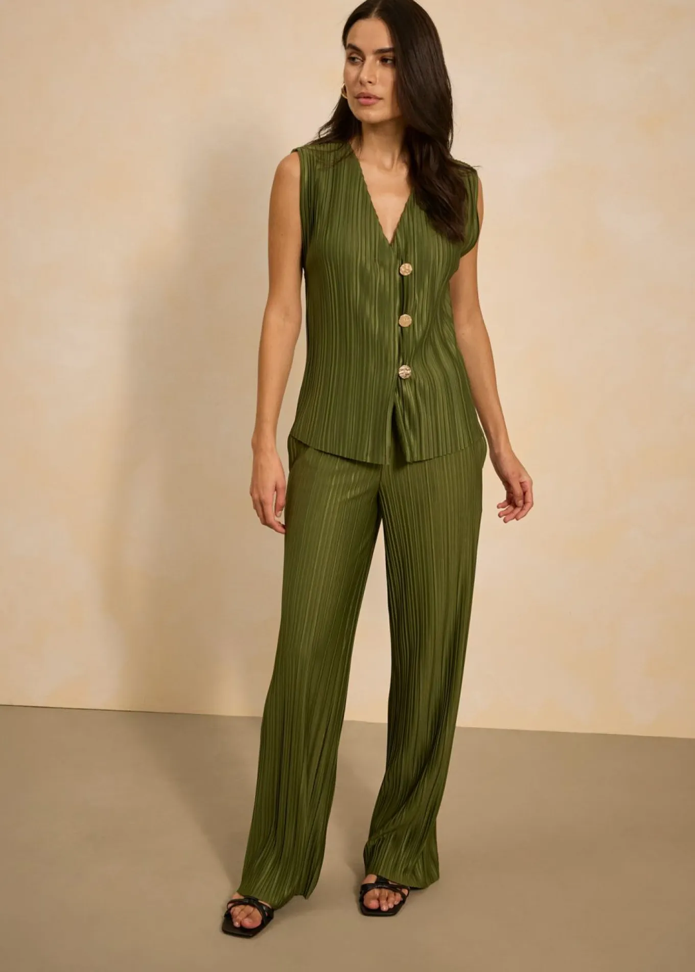 Pantalón de punto con plisado