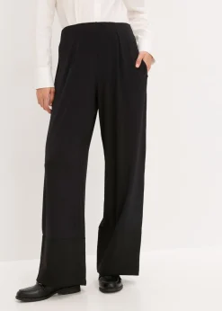 Pantalón de punto con ribetes de satén