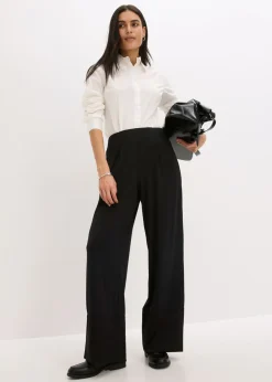 Pantalón de punto con ribetes de satén