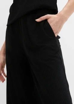 Pantalón de punto de canalé con cinturilla cómoda