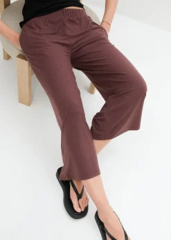 Pantalón de punto de canalé con cinturilla cómoda