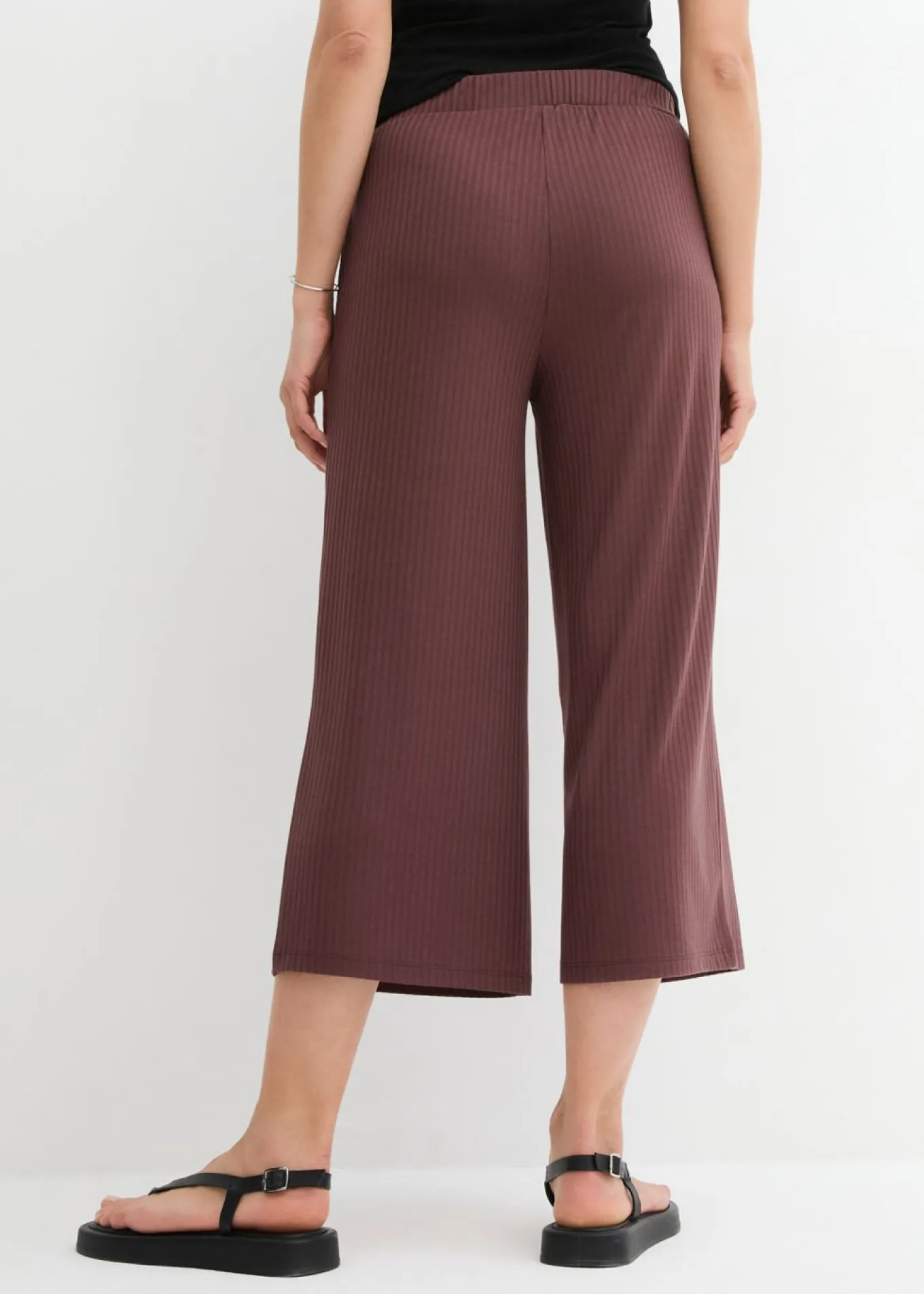 Pantalón de punto de canalé con cinturilla cómoda