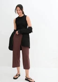 Pantalón de punto de canalé con cinturilla cómoda