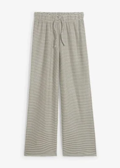 Pantalón de punto de mezcla de algodón con cordón y diseño de rayas