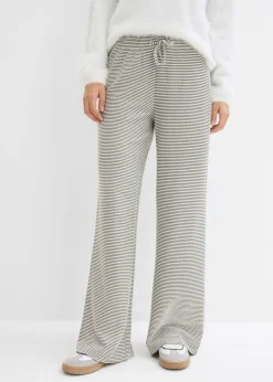 Pantalón de punto de mezcla de algodón con cordón y diseño de rayas