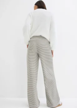 Pantalón de punto de mezcla de algodón con cordón y diseño de rayas