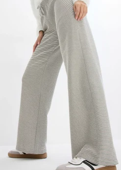 Pantalón de punto de mezcla de algodón con cordón y diseño de rayas