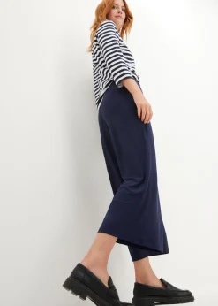 Pantalón de punto de mezcla de viscosa fluida, largo 7/8