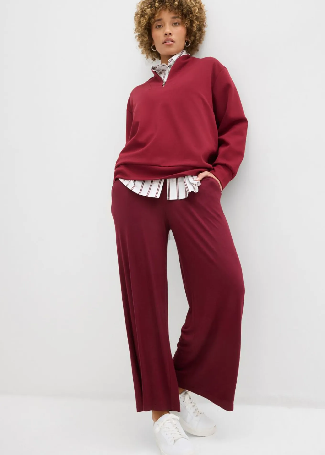 Pantalón de punto de mezcla de viscosa fluida, largo 7/8