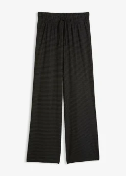 Pantalón de punto de mezcla de algodón con cordón y diseño de rayas