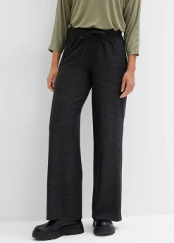 Pantalón de punto de mezcla de algodón con cordón y diseño de rayas
