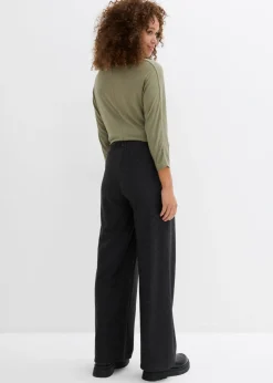 Pantalón de punto de mezcla de algodón con cordón y diseño de rayas