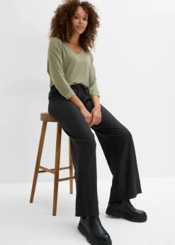 Pantalón de punto de mezcla de algodón con cordón y diseño de rayas