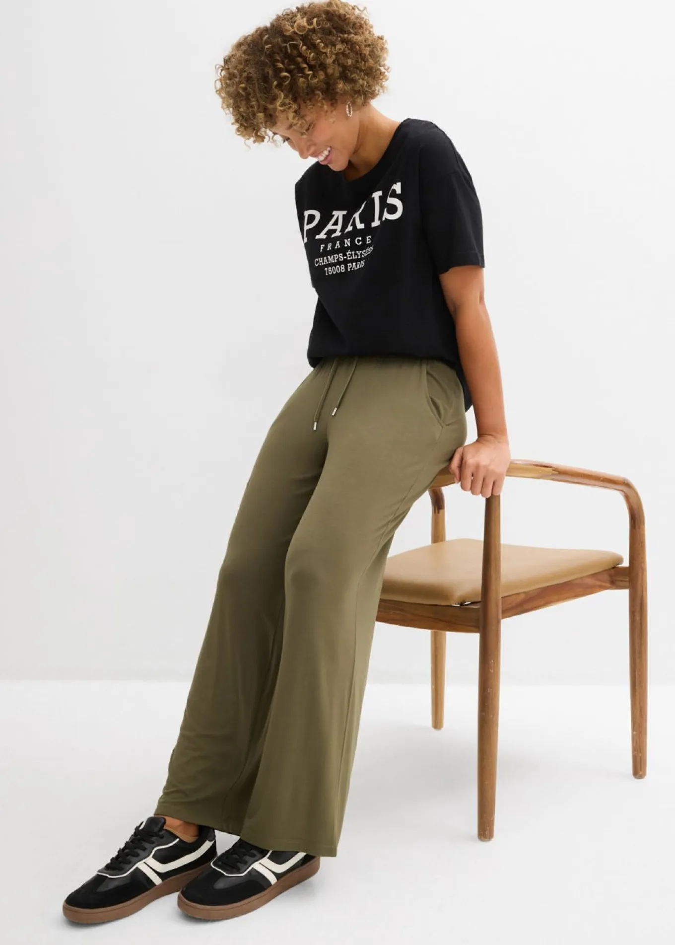 Pantalón de punto de mezcla de viscosa fluida