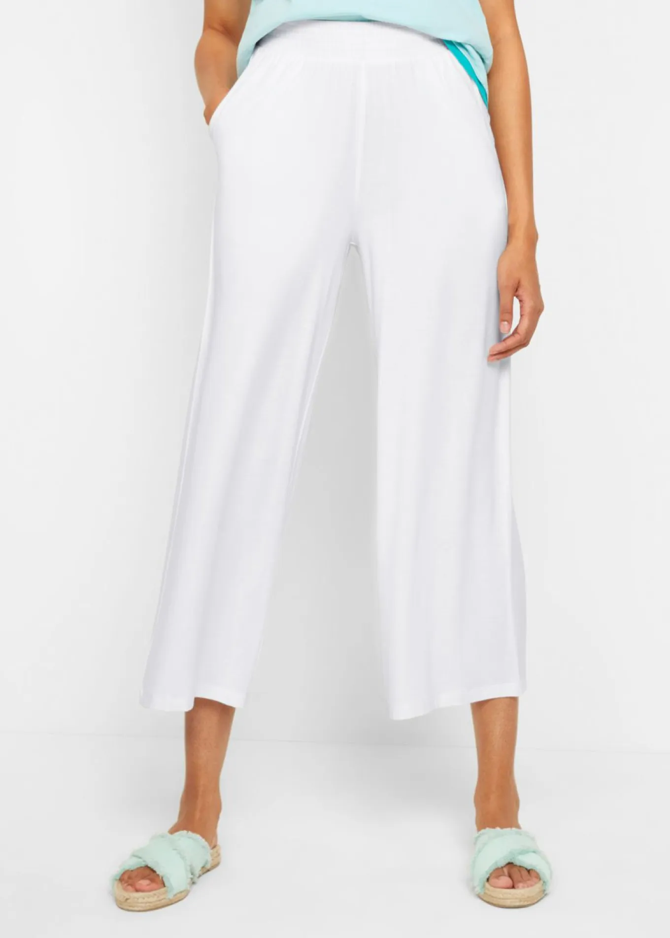 Pantalón de punto de mezcla de viscosa fluida, largo 7/8