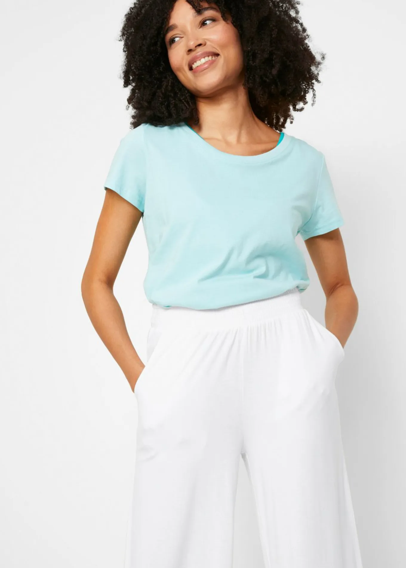 Pantalón de punto de mezcla de viscosa fluida, largo 7/8
