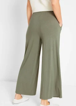 Pantalón de punto de mezcla de viscosa fluida, largo 7/8