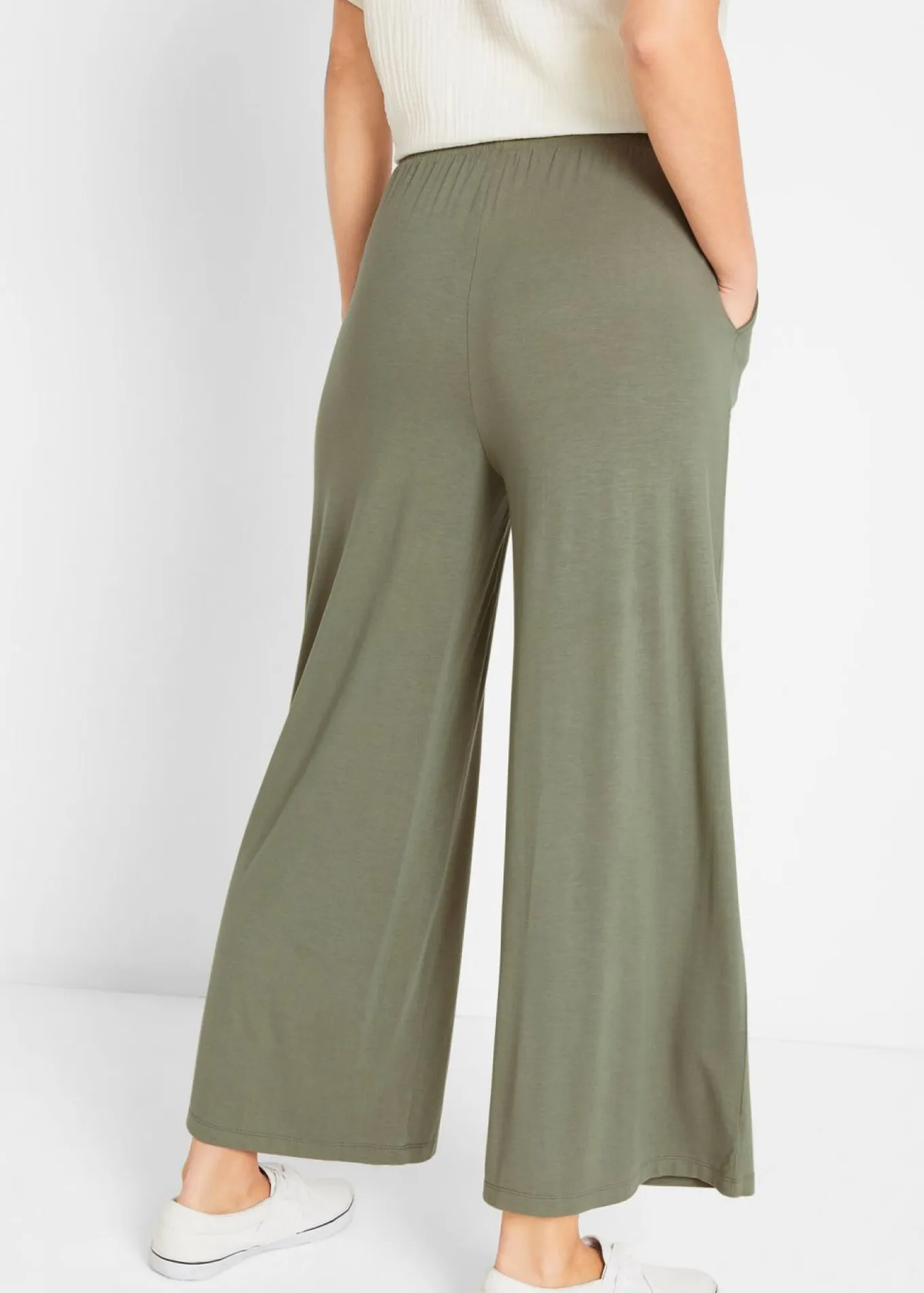 Pantalón de punto de mezcla de viscosa fluida, largo 7/8