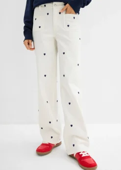 Pantalón de sarga con bordado