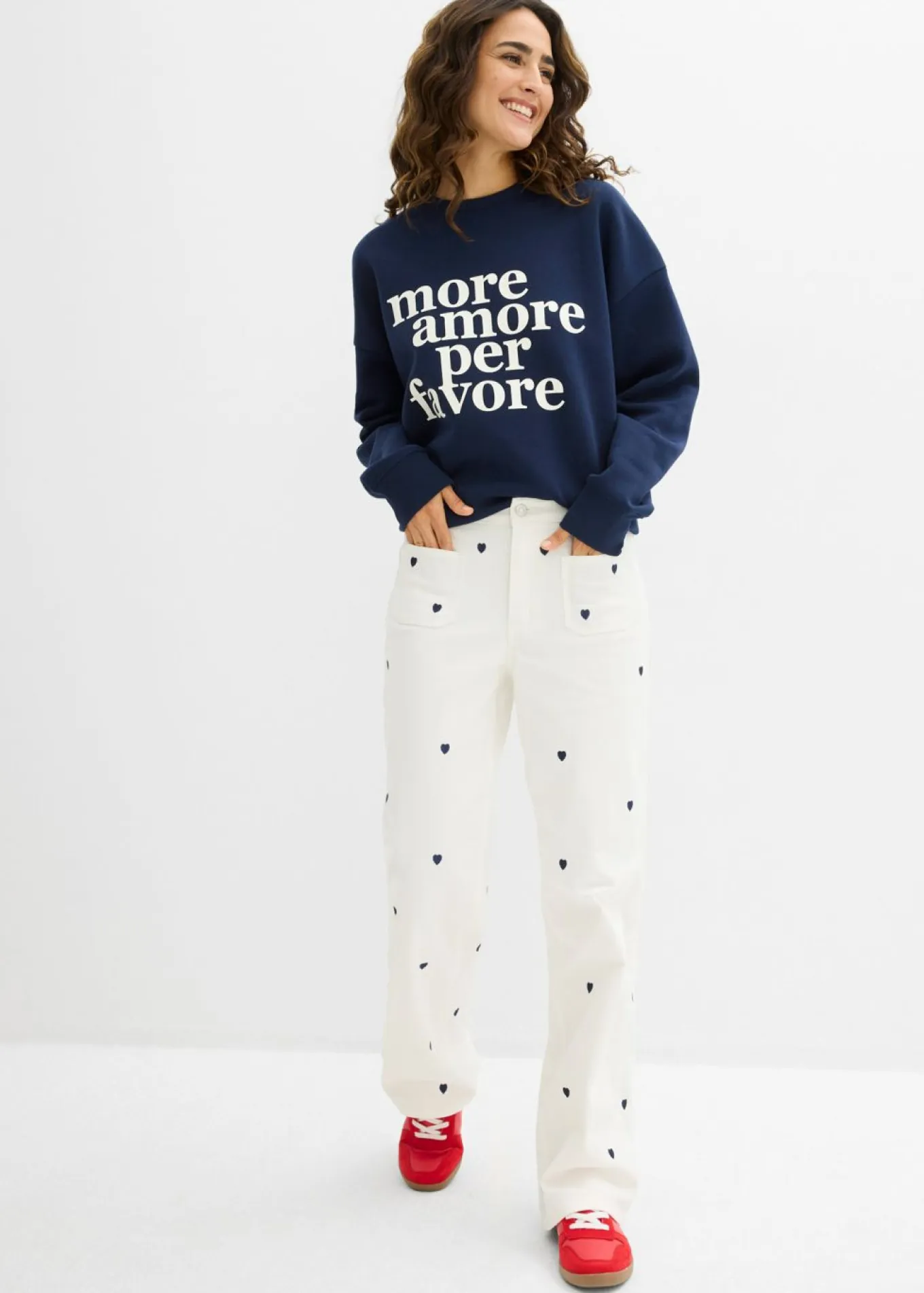 Pantalón de sarga con bordado
